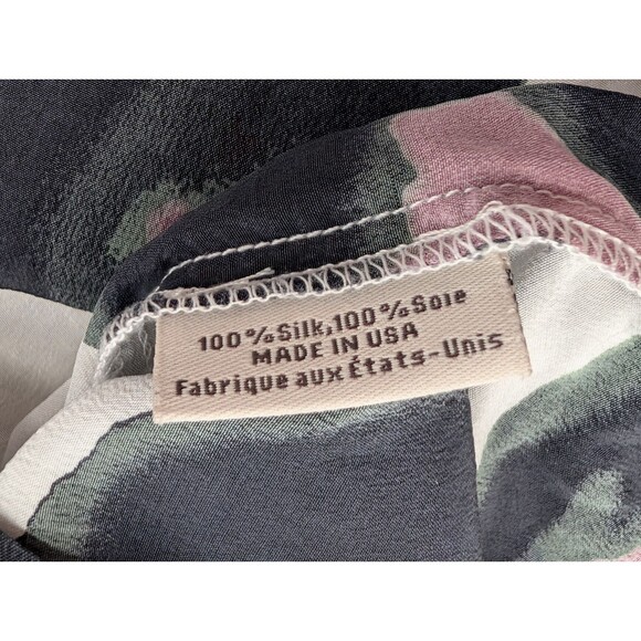 Tucker 100% Silk Leopard Print White Long Sleeve Tie Front Blouse USA Size Small - Picture 5 of 10